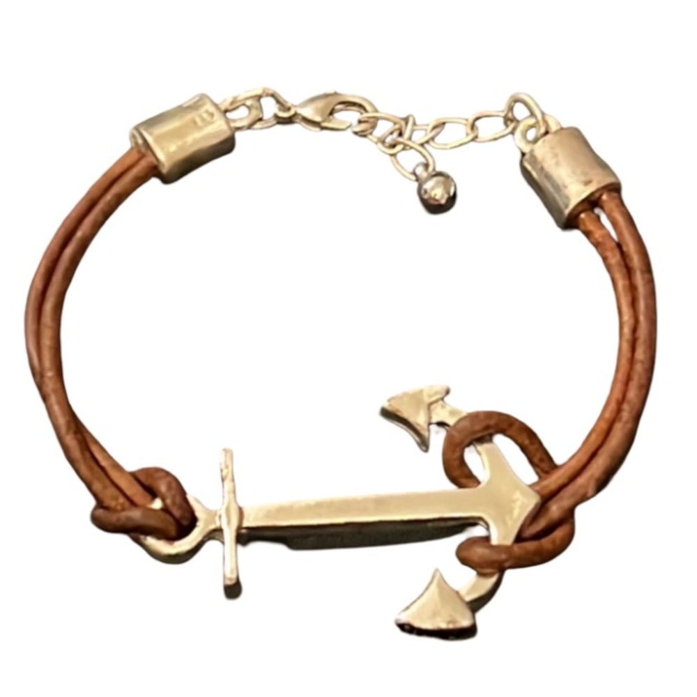 Beautiful AMB Brown Leather Wrap Bracelet w Anchor Charm